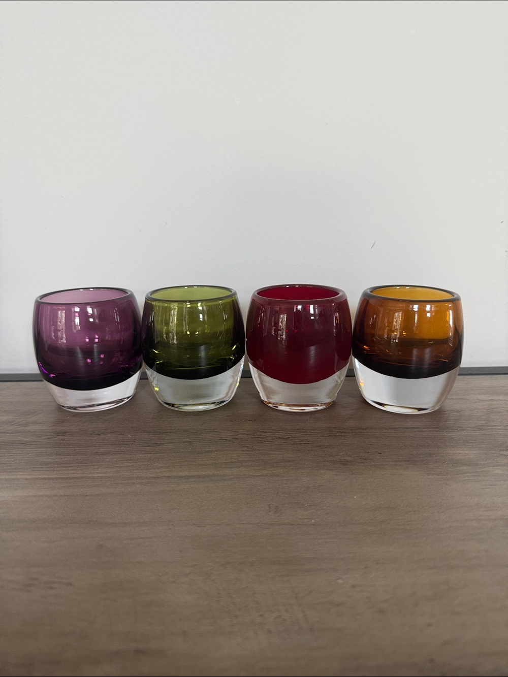 Crate & Barrel Diva Hand-Blown Glass Votive Candle Holder Set of 4
